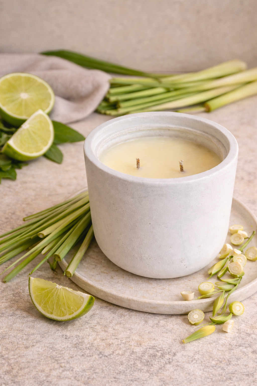 Awaken: Lemongrass & Lime: Concrete Candle Ritual